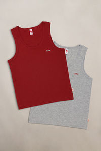 Lee Cooper Boys Solid Vest (Pack of 2) - Multicolor — thumbnail 13